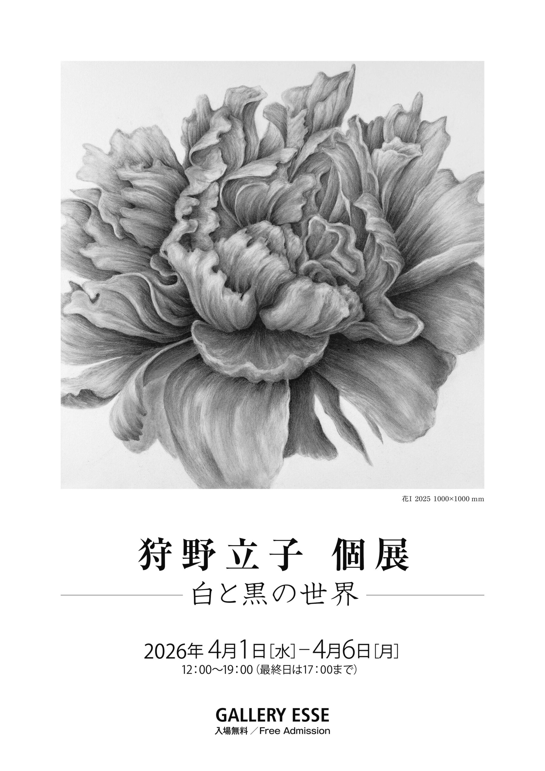 狩野立子個展－白と黒の世界－」～4/6まで開催中です。 | GALLERY ESSE